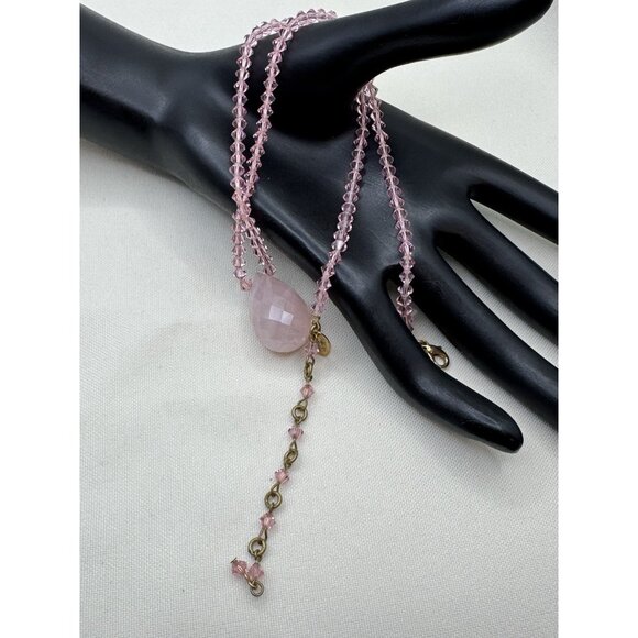 Miriam Haskell Pink Crystal Necklace Faceted Drop Vintage Signed Rare Estate - Picture 4 of 10
